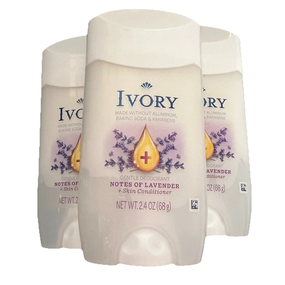 4 Ivory Gentle 24 Hr Deodorant Lavender Plant Based Aluminum Paraben Free 2.4 oz